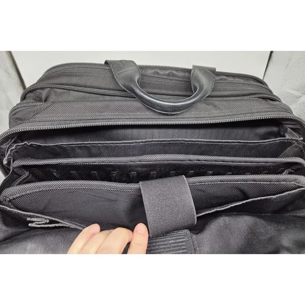 Tumi Alpha Briefcase 26141DH Black Ballistic Nylon Organizer Bag w/Laptop Sleeve